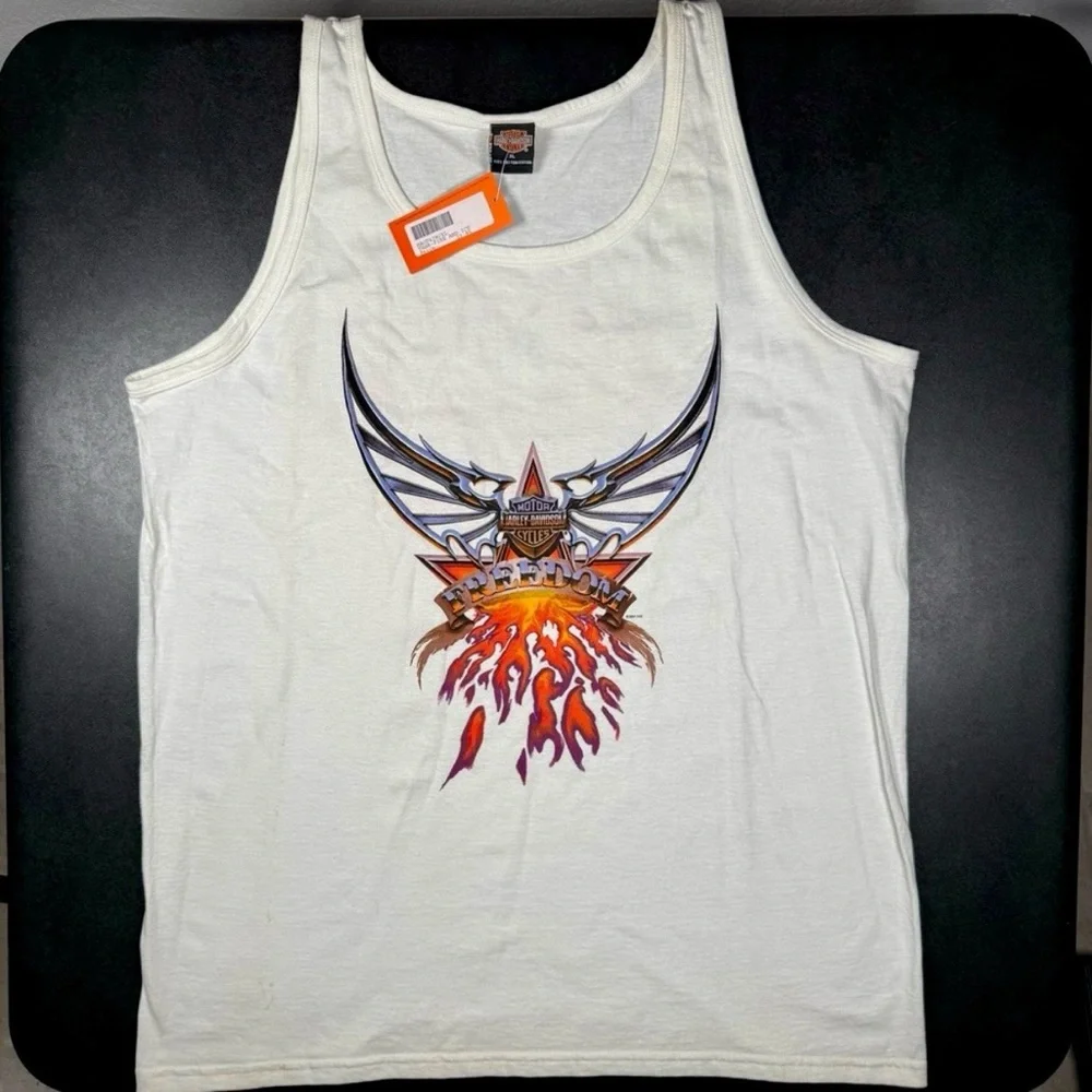 Lot of 2 - NWT Vintage Harley-Davidson Tank Top Biker Eagle USA Flag XL - Picture 8 of 15